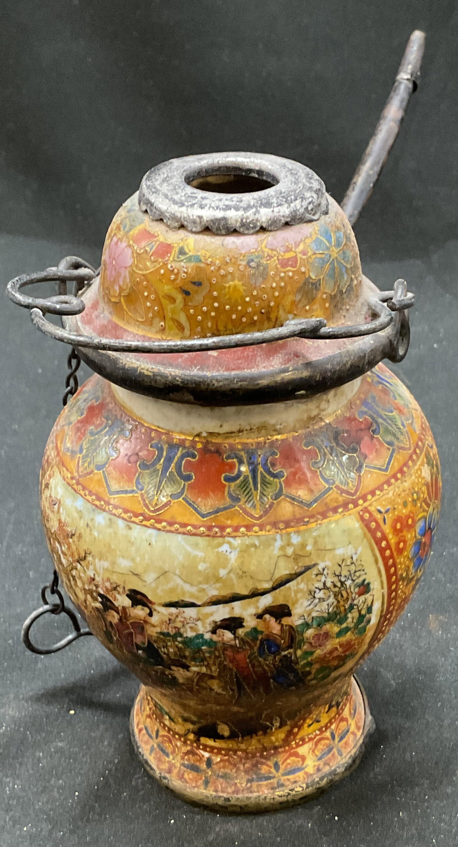 Ornate Chinese Ceramic Opium Pipe w Stem (1 of 7)