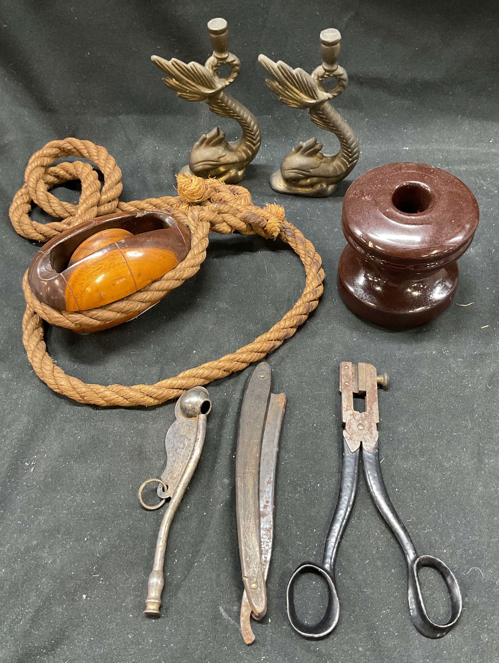 Lot 7 Antique Fishing Knife Hole Cutter Razor (1 of 8)