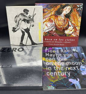 Lot 4 Illustrated Books, 2006 Cameron Jamie +: Four illustrated hardcover and paperback books. Includes: -ZERO COUNTDOWN TO TOMORROW, 1950s-60s, GUGGENHEIM. -Fiona Rae: Maybe you can live on the moon in the next century, LEEDS ART GALLERY 11 MAY -
