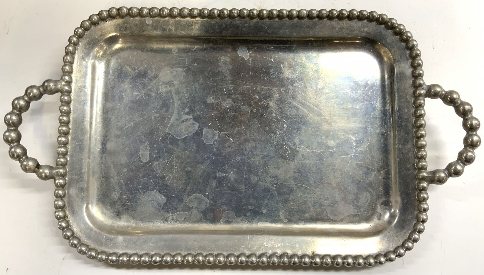 BRILLANTE MARIPOSA Beaded Edge Metal Tray E Hndls (1 of 9)
