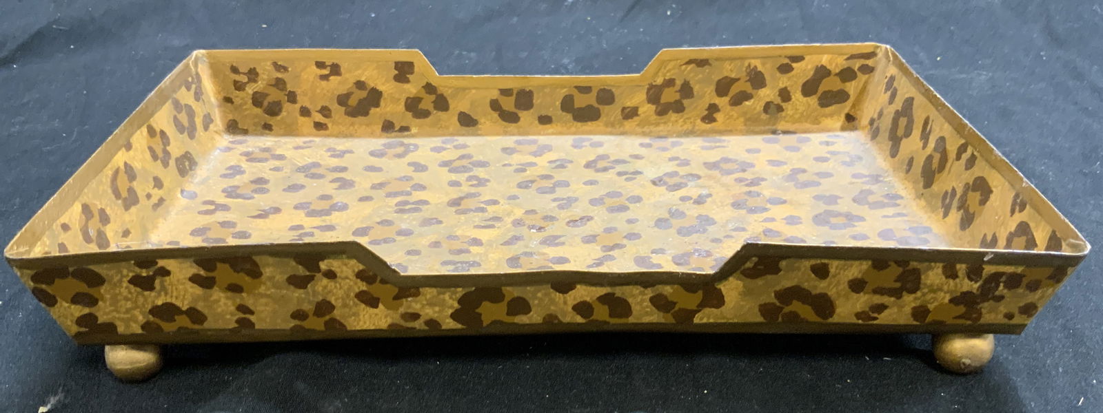 Vntg Toleware Leopard Print Tray W Feet (1 of 7)