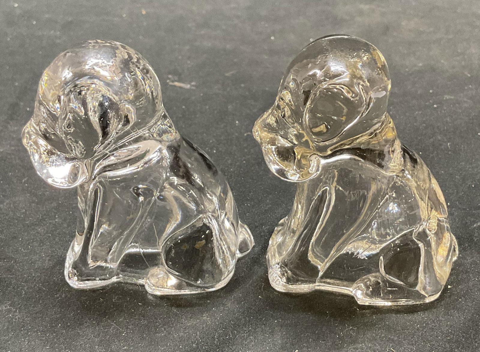 Set 2 Vtg Glass Sitting Dog Candy Container USA (1 of 6)