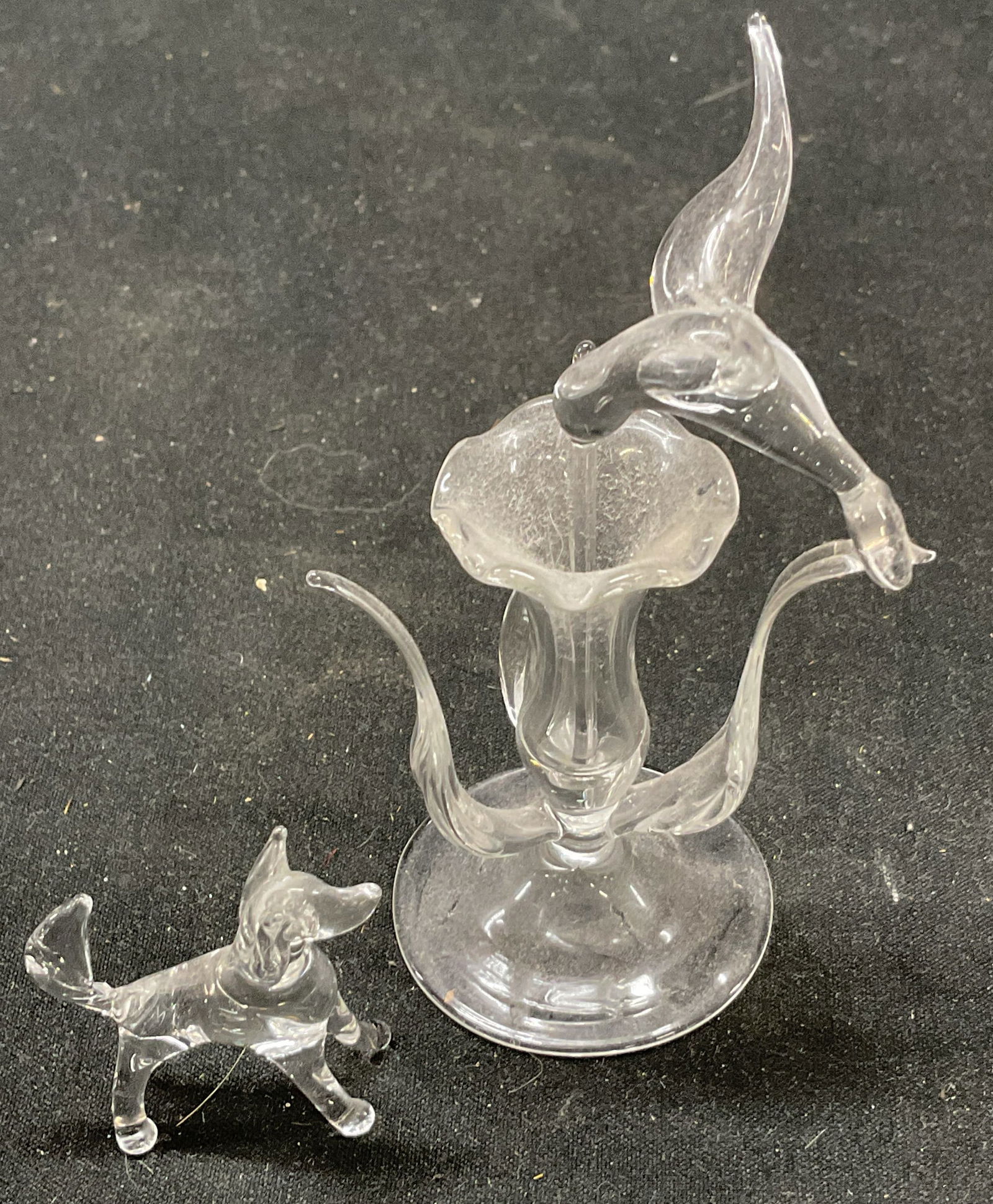 Set 2 Glass Flower Bird Dog Table Decor (1 of 6)