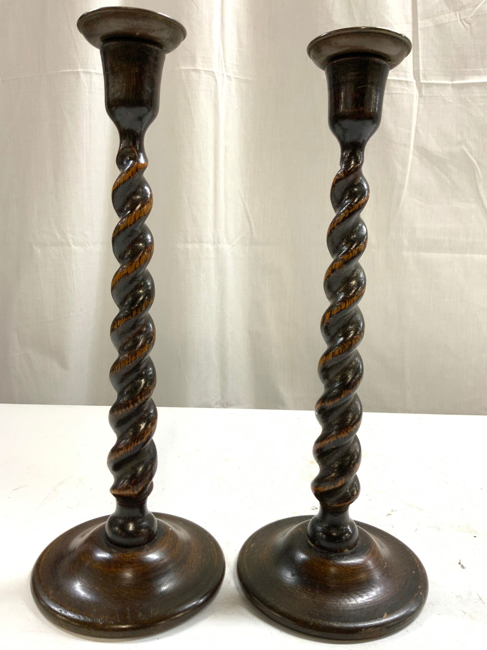 Vintage Pr Wooden Barley Twist Style Candlesticks (1 of 8)