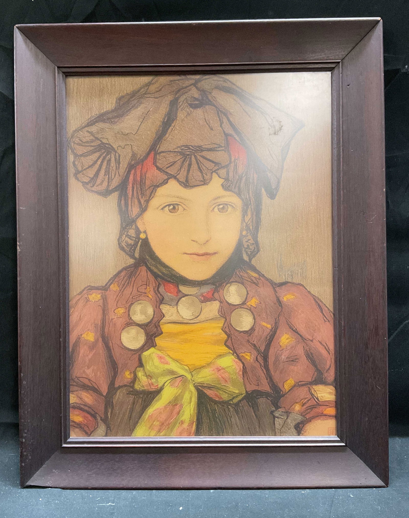Framed C. H. Goff Portrait of a Girl Litho (1 of 6)
