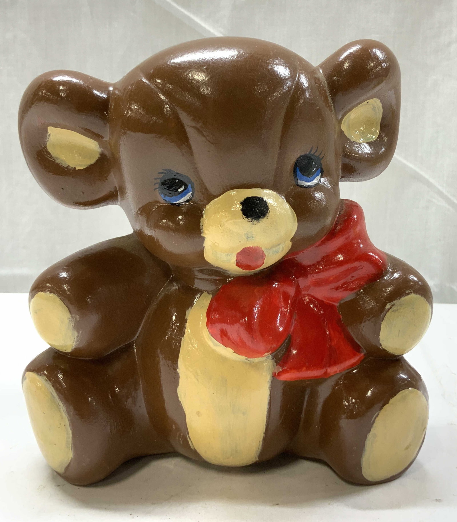 Vntg Ceramic Teddy Bear W Red Bow Tie Figurine (1 of 6)