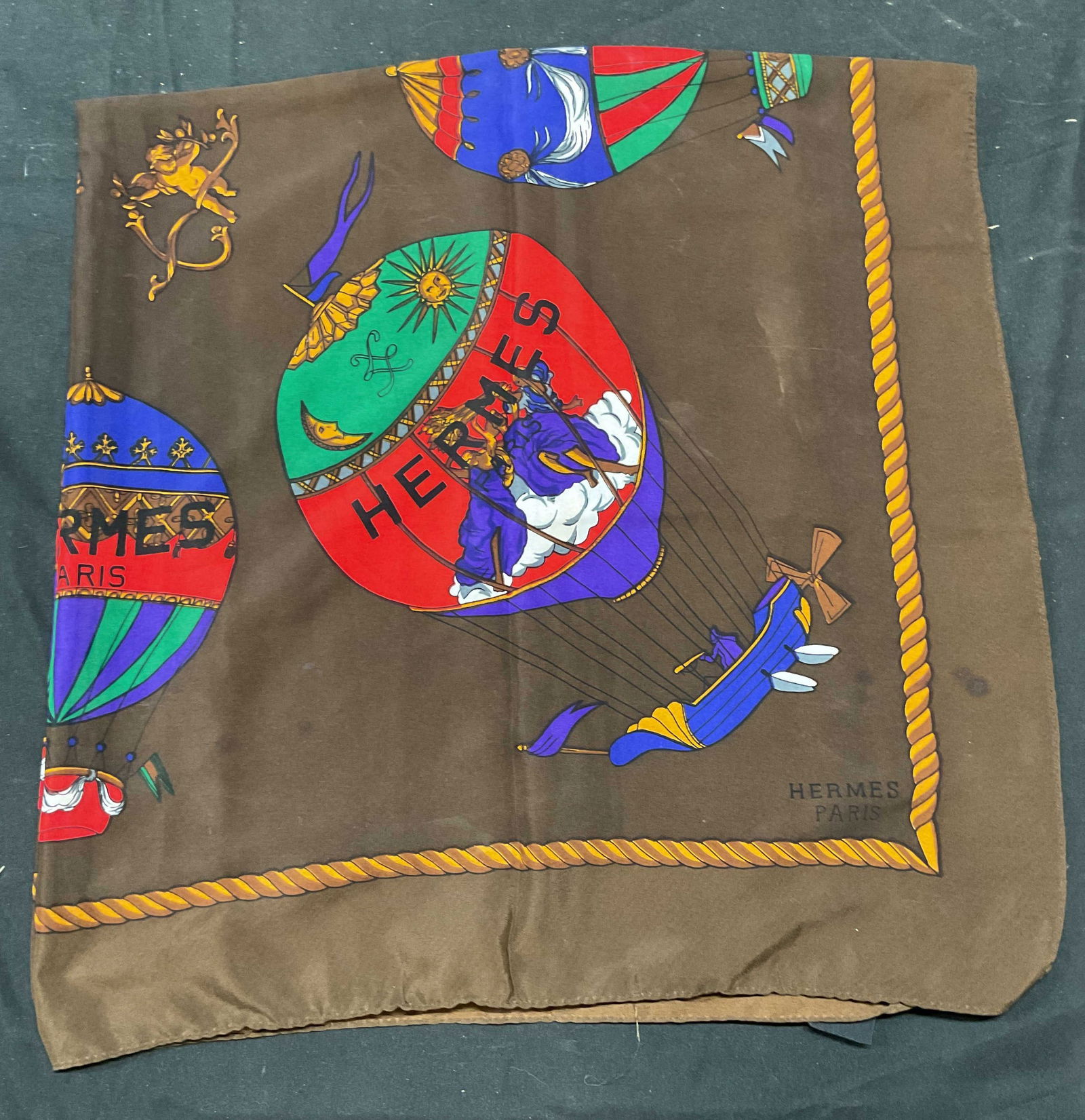 Brown & Red Hot Air Balloon Print Scarf (1 of 6)