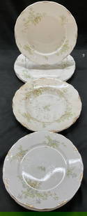 Set 11 J & G Meakin Semi Porcelain Plates, England: Set 11 J & G Meakin semi porcelain plates. Salad plates, lunch plates, dinner plates. Floral pattern design. Hanley. England. Semi porcelain material. Signed on underside. Dinner plates measure 9 inch