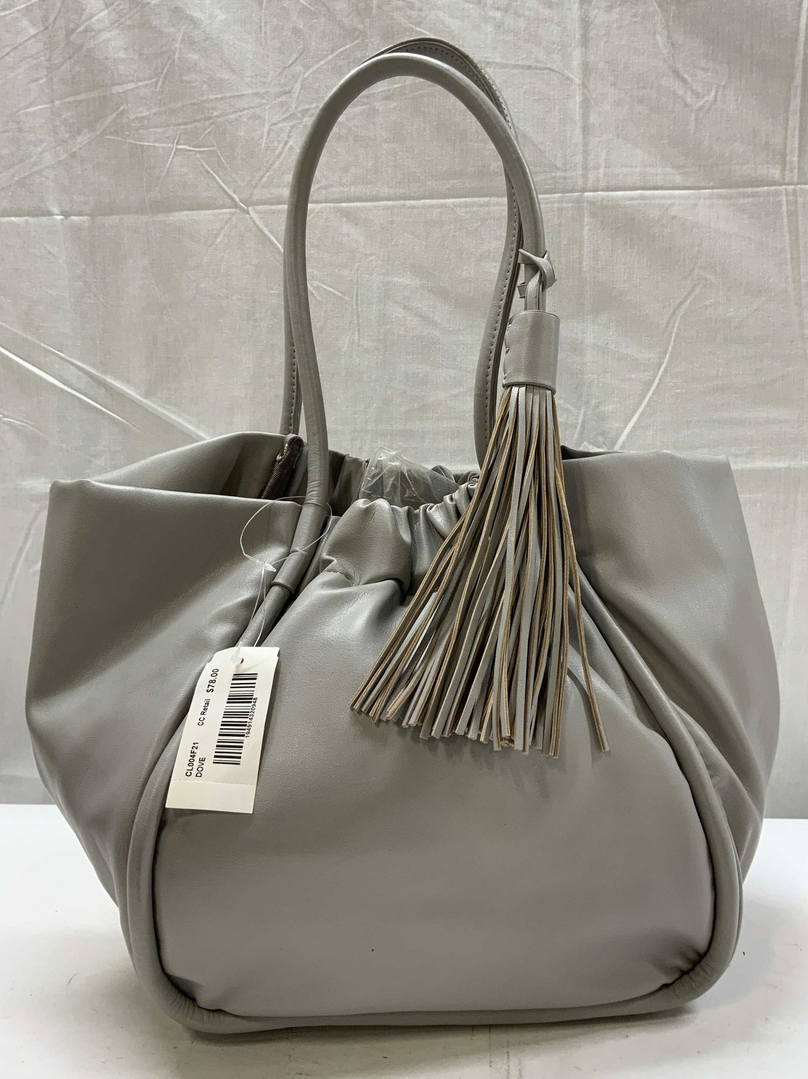Grey Faux Leather Tassel Handbag NWT (1 of 6)