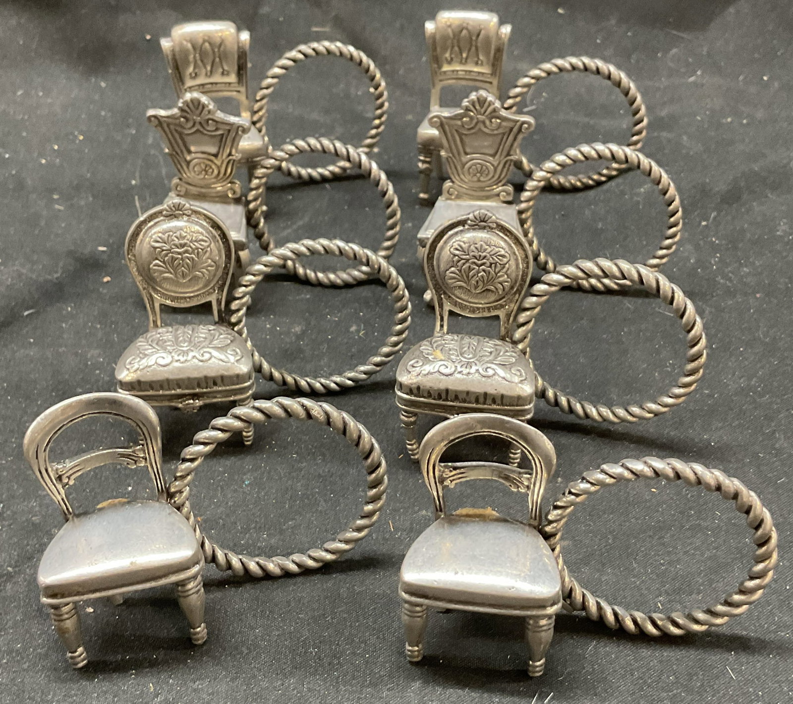 Set 8 Vtg Kirk Stieff Pewter Chair Napkin Rings (1 of 6)