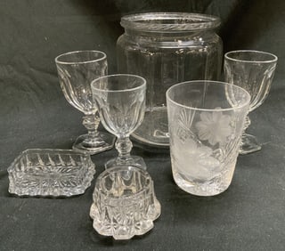 Lot 7 Gls & Crystal Tabletop Accessories, Heisey +