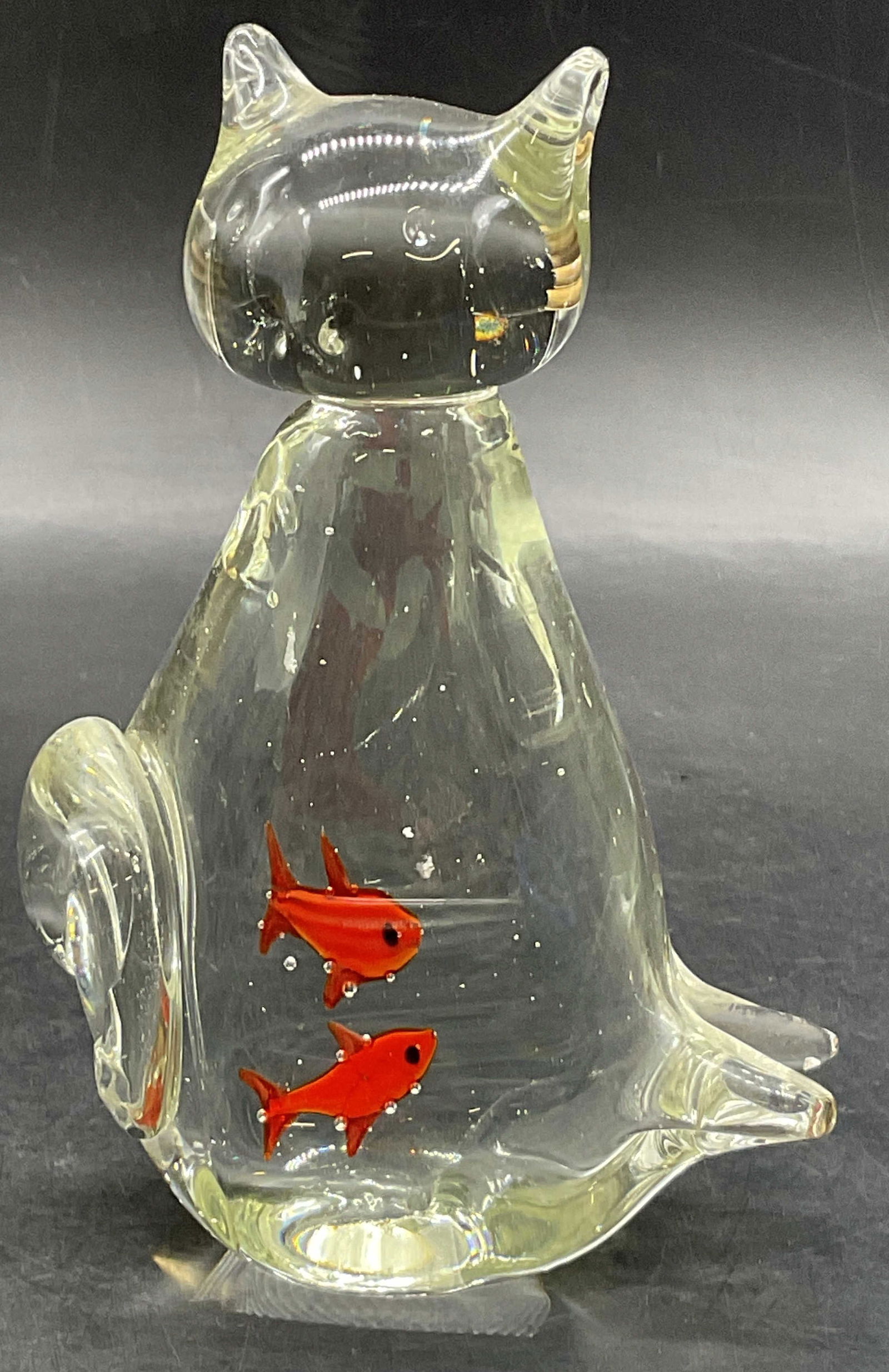 Art Glass Cat Figural & Fish Motif Paperweight (1 of 8)