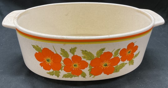 Vtg Lenox Temperware Fire Flower Casserole Dish