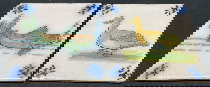 Set 2 Vtg C. Gomil Hand Painted Kitchen Tile