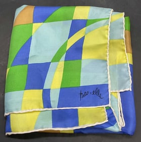 TRES ELLE Vintage Geometric Pattern Square Scarf