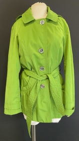 Vtg Esprit Polyester Green Belted Hooded Jacket
