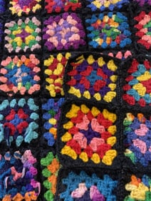 Vtg Hand Crafted Crochet Yarn Patterned Blanket
