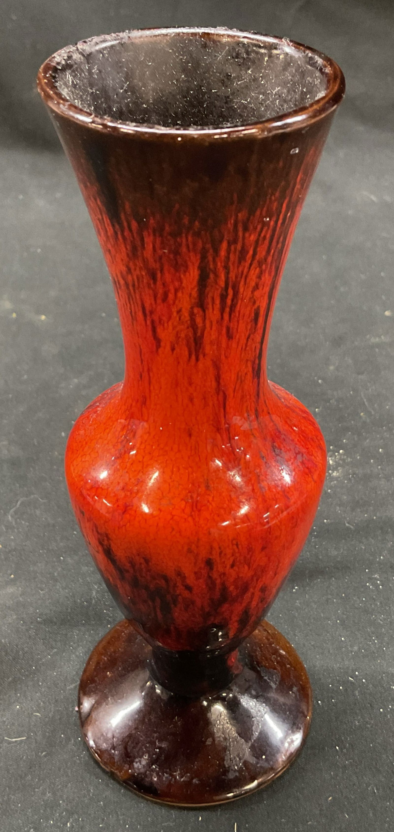 Vtg Evangeline Ware Red Orange Glaze Ceramic Vase (1 of 6)
