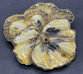 Vintage Bejeweled Enamel Pansy Brooch