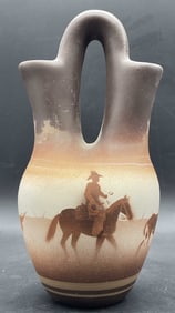 DINE Artist Sgn Handmade South Western Vase, USA
