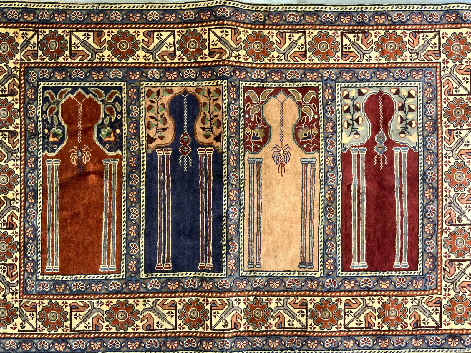 Vtg Turkish H Made Wool Prayer Rug W Fringes (1 of 8)