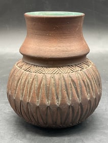 SN SH Artist Signed Handcrafted Pottery Vase
