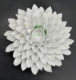WHAT A STORE White Ceramic Floral Candleholder