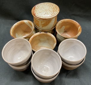 Lot 11 Vtg Signed Ceramic Earthy Toned Tableware