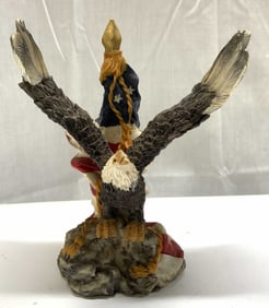 Patriotic American Bald Eagle W Flag Figurine