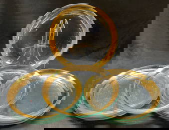 Set 8 Annieglass Gold Plate Clear Thick Glass