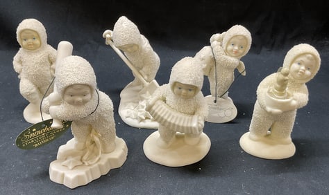 Set 6 Vtg Porcelain Snowbabies Figurines
