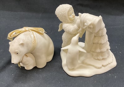 Set 2 Vtg Porcelain Snowbabies Figurines