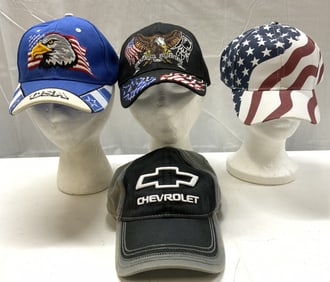 Lot 4+ Patriotic American & Chevrolet Hats
