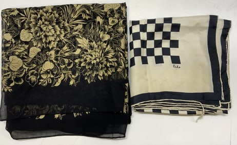 2 Print Silk Scarves Bottega Veneta Italy & ECHO