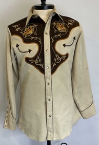 Vtg 70s H BAR C Western Shirt Embroidery USA