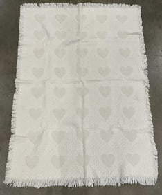 Heart Motif Fringe Trim Throw Blanket