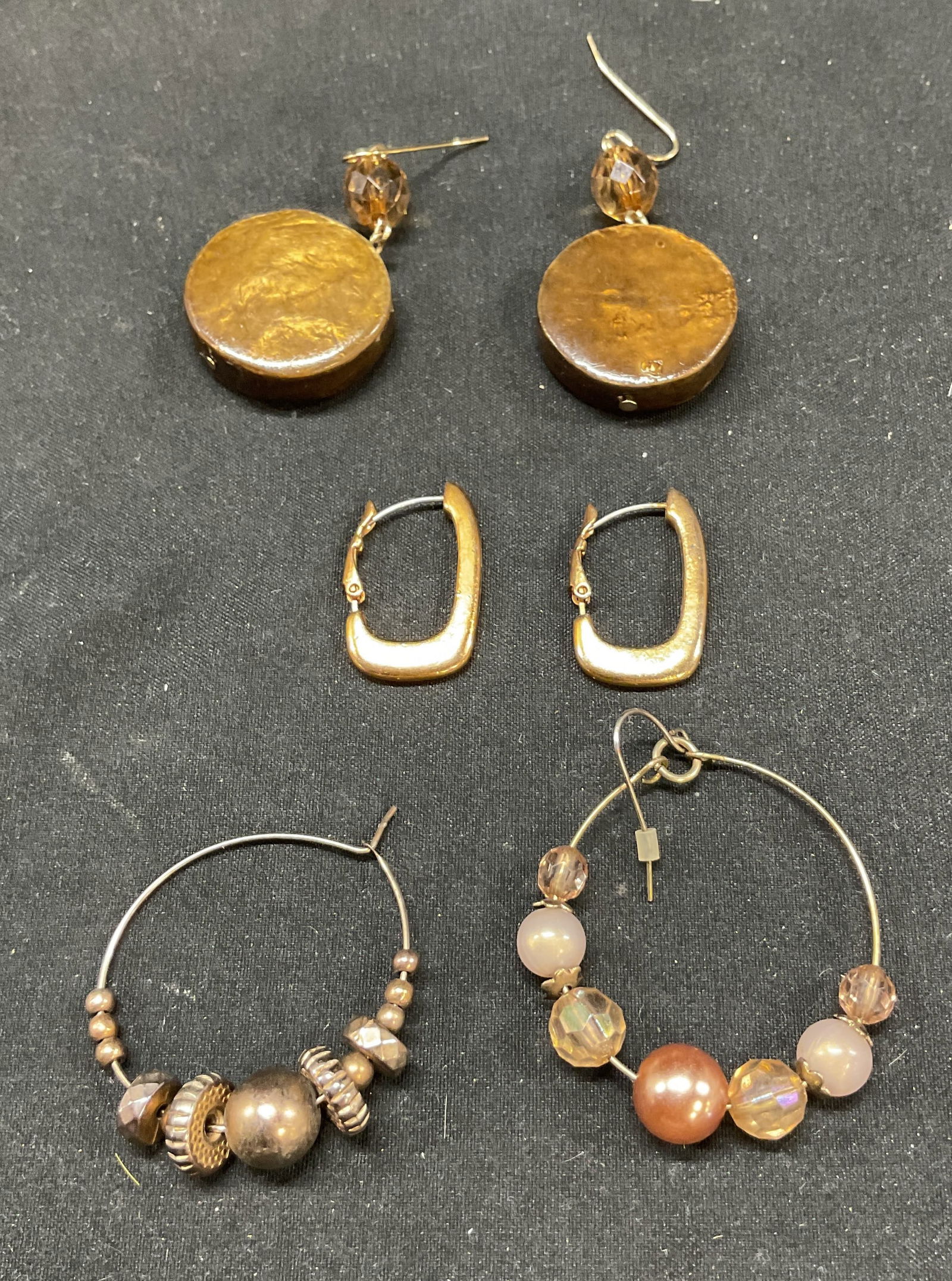 Lot 3 Pairs Earrings, Gold Plated, Beaded, & More (1 of 6)