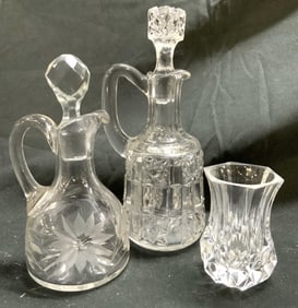 Lot 3 Art Glass Tabletop Ewers & More