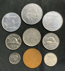 Lot 9 Vintage Coins, Franc, Nederlanden, & More