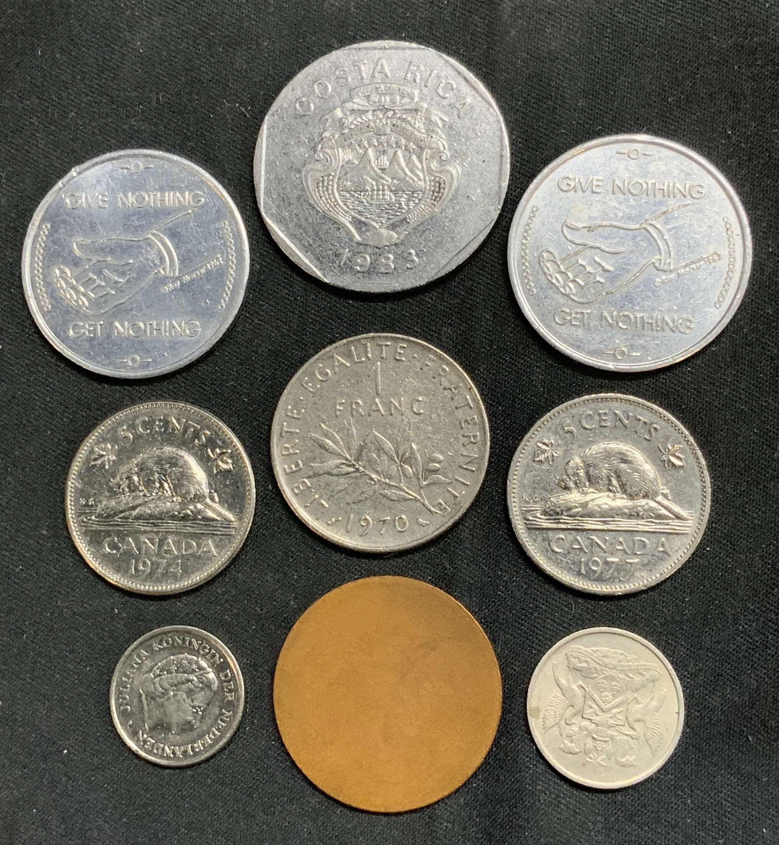 Lot 9 Vintage Coins, Franc, Nederlanden, & More (1 of 7)