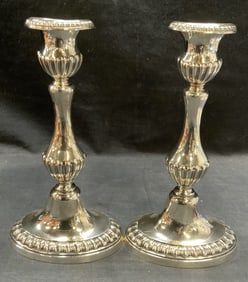 Pair GM Co Silver Plated Candle Holders