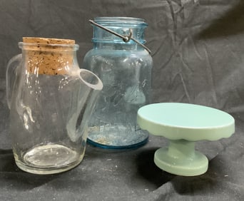 Lot 3 Assorted Glass & Porcelain Tabletop