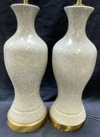 Pair Vintage Crazed Ceramic Tabletop Lamps