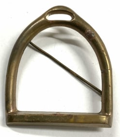 Stirrup Form Gilt Metal Brooch Pin