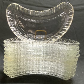 Set 10 Crescent Form Glass Salad Plates