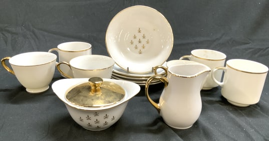 13 Fleur De Lis Partial Porcelain Tea Set