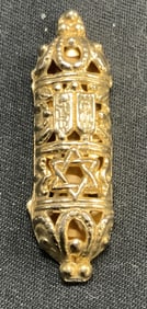 Gold Toned Judaica Mezuzah Pendant