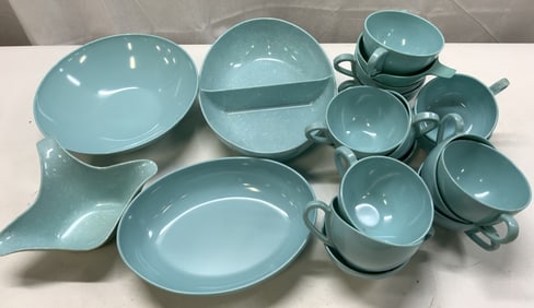 Lot 20+ Blue Speckled MELMAC Tableware BOONTON+