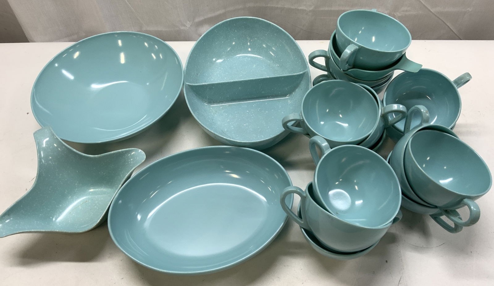 Lot 20+ Blue Speckled MELMAC Tableware BOONTON+ (1 of 8)