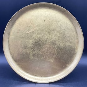 Metallic Gold Tone Round Wooden Serving Tray